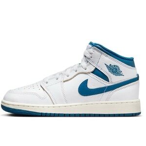 Nike Air Jordan mid1 White and Industrial blue Sneakers